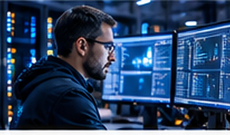 IT operator working with service-monitoring screens